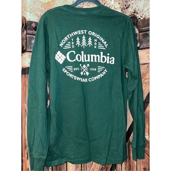 Columbia T-shirt Men’s size Small Forest Green Long sleeve - Picture 1 of 4